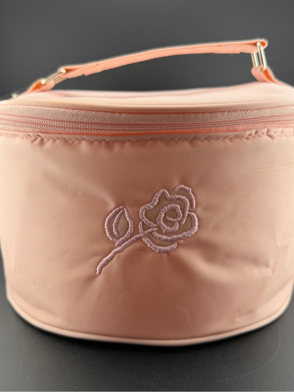 Pink ABC Rose Mastectomy Breast Form Pad Storage Travel Case Round Zipper (A&B)